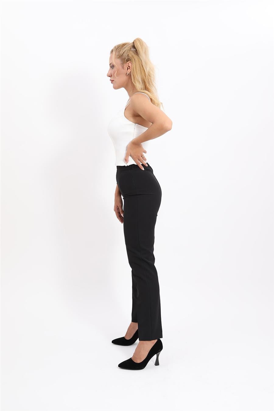 Beli Lastikli Rahat Dar Paça Kadın Pantolon-Siyah Önder Özsoy 5114100 Dar Paça Pantolon