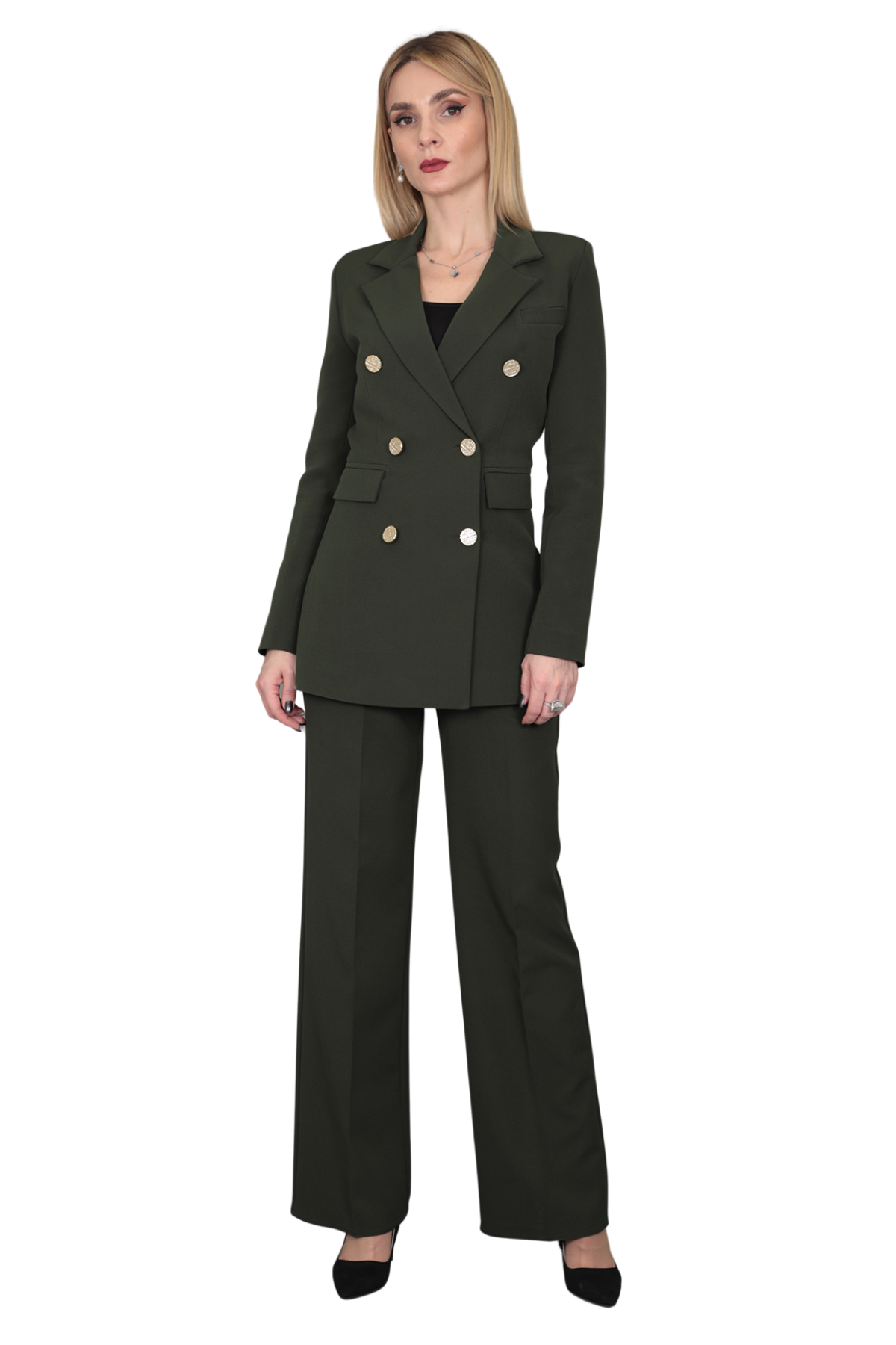Blazer Ceket & Bol Paça Pantolon Takım-Haki Önder Özsoy 1034520 Takım Elbise
