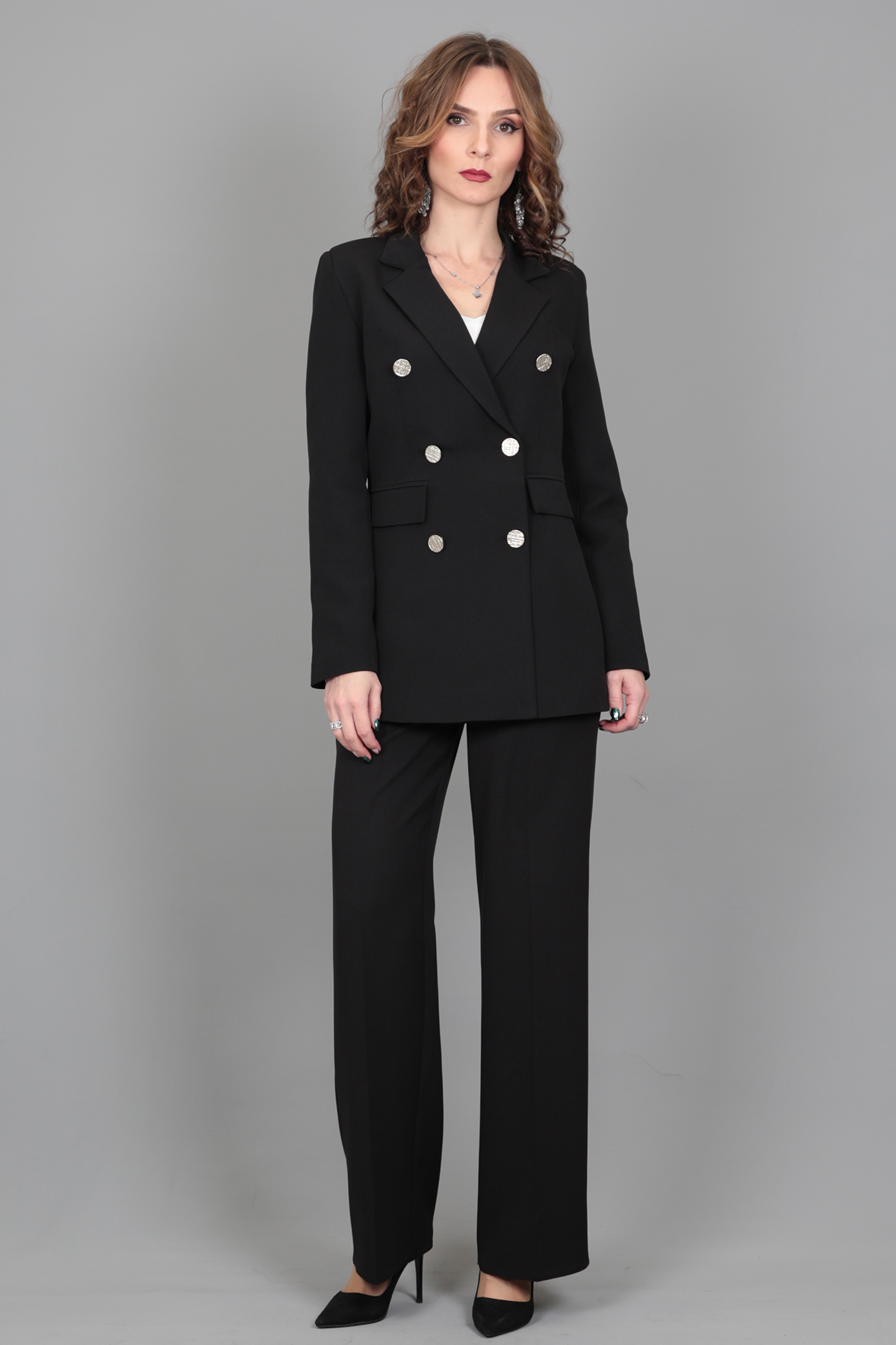 Blazer Ceket & Bol Paça Pantolon Takım-Siyah - Önder Özsoy | Ofis Giyim |  Yeni Sezon