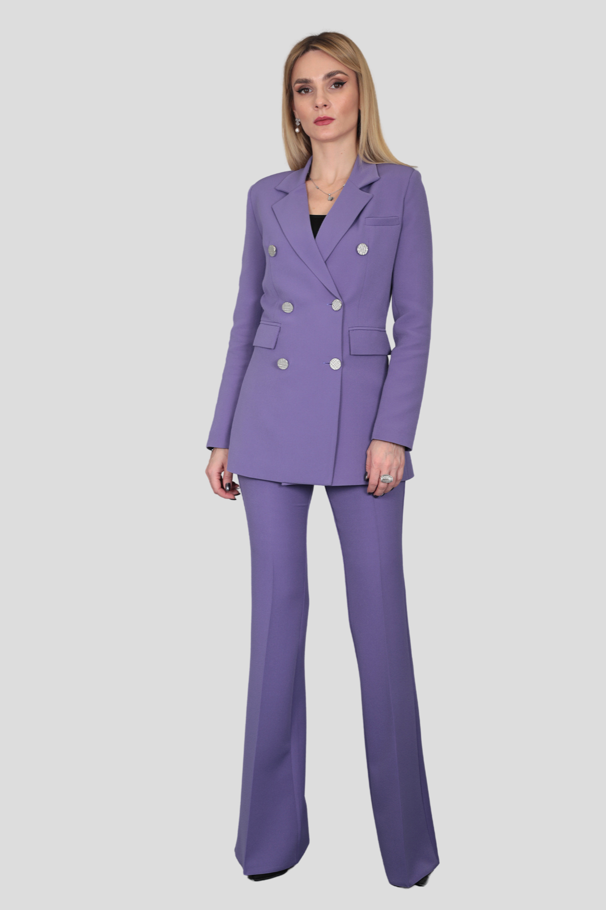 Blazer Ceket & İspanyol  Paça Pantolon Takım-Lila Önder Özsoy 1034530 Takım Elbise