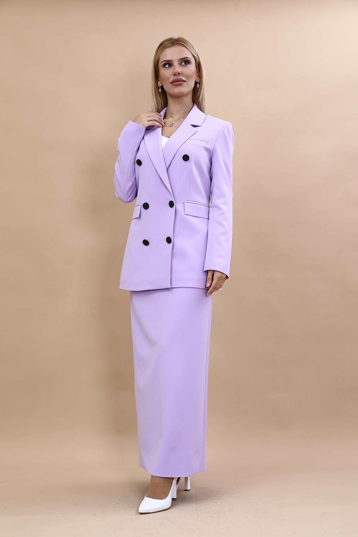 Blazer Ceket & Uzun Kalem Etek Takım-Menekşe Önder Özsoy 1034553 Blazer Ceket & Uzun Kalem Etek Takım