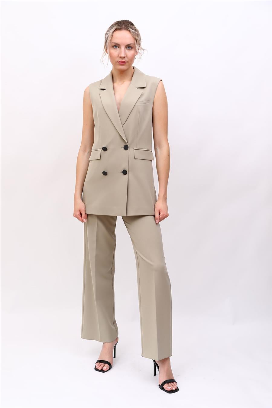 Blazer  Yelek & Bol Paça Pantolon-Bambu Önder Özsoy 1523520 Yelek Takım