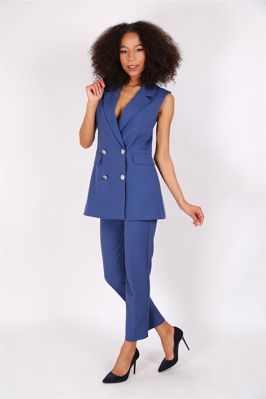 Blazer  Yelek & Boru Paça Pantolon-İndigo Önder Özsoy 1523510 Yelek Takım