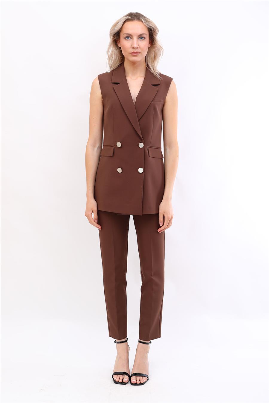 Blazer  Yelek & Boru Paça Pantolon-Kestane Önder Özsoy 1523510 Yelek Takım