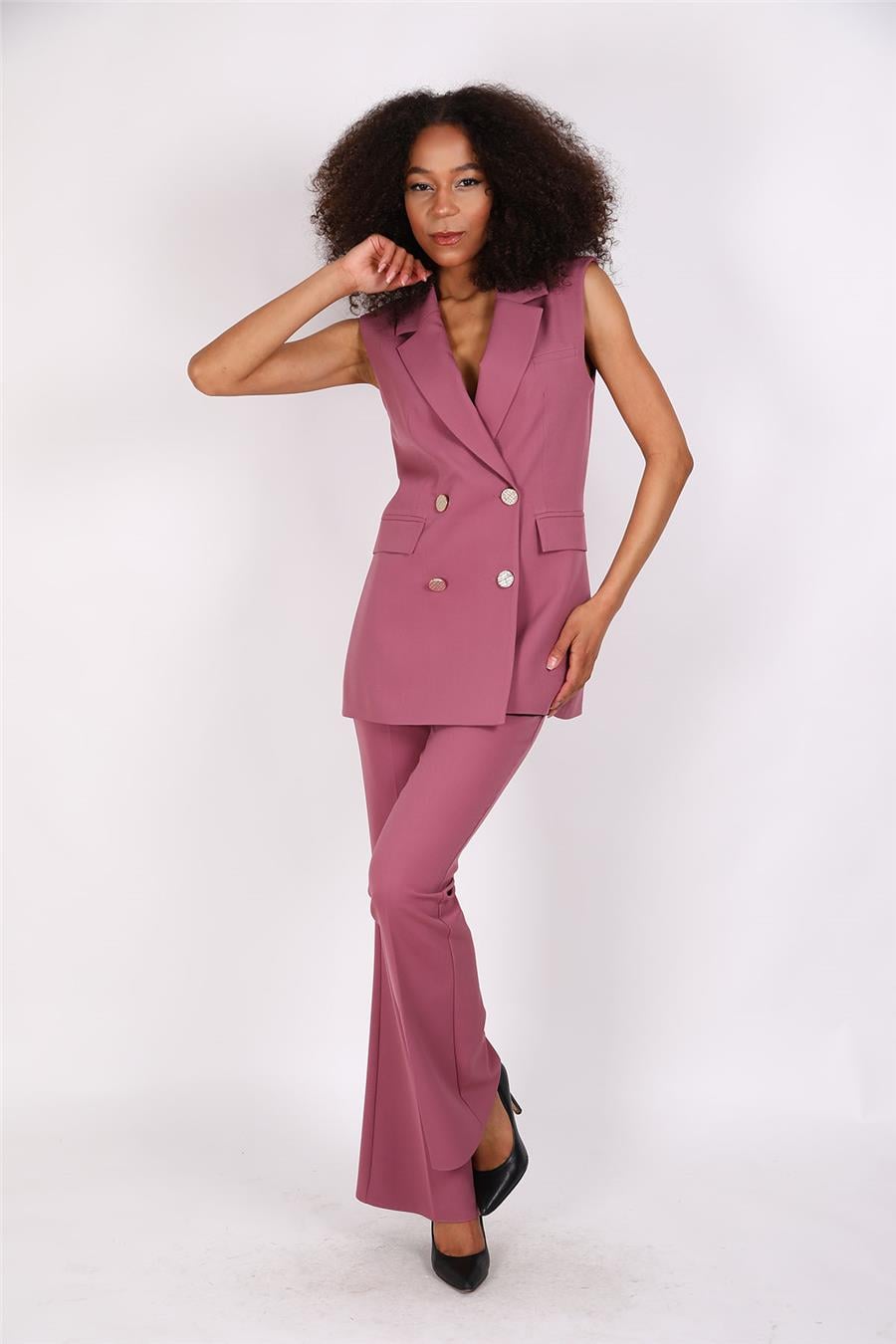 Blazer  Yelek & İspanyol Paça Pantolon-Rose Önder Özsoy 1523530 Yelek Takım