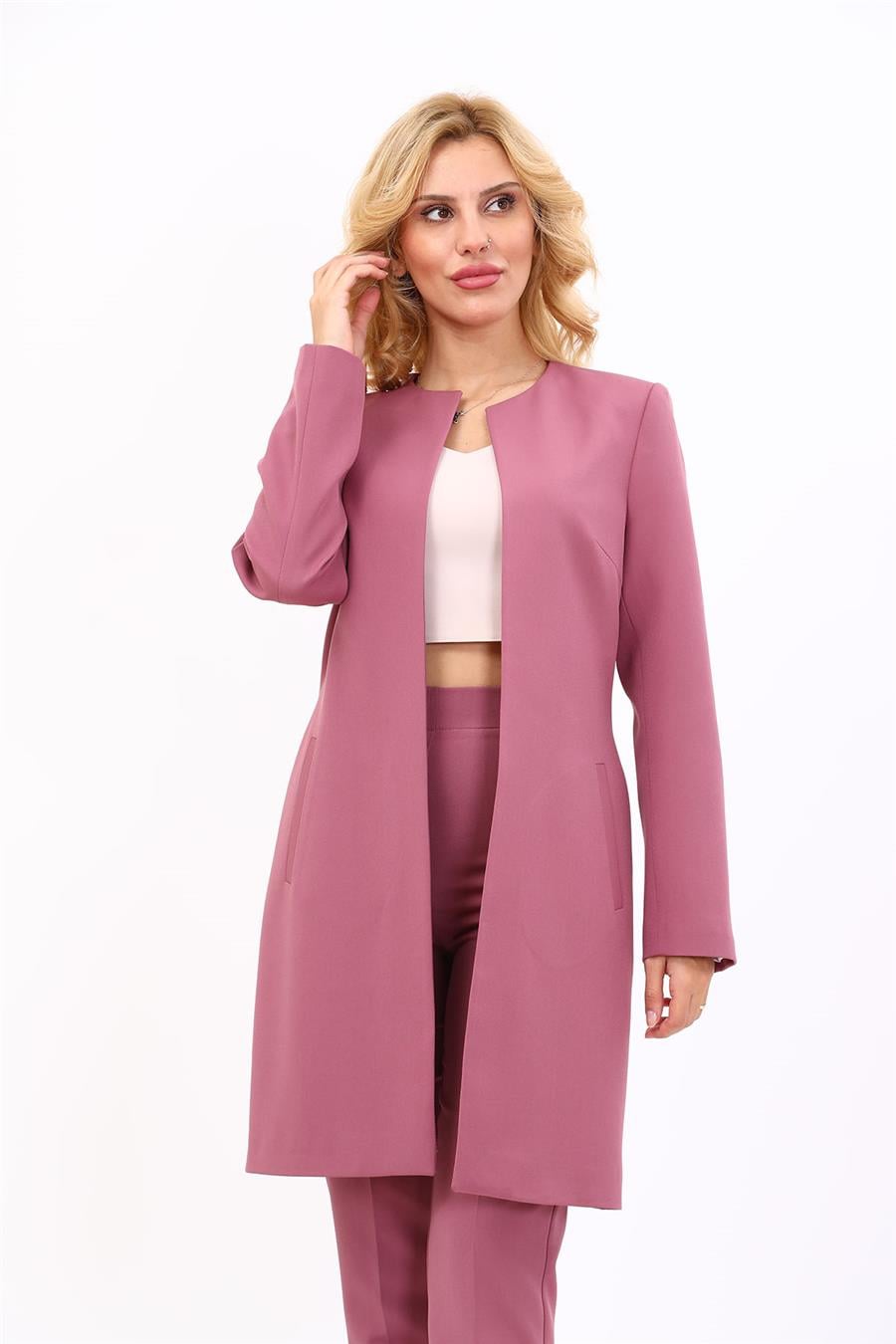 Düz Ceket-Rose Önder Özsoy 1005100 Uzun Ceket