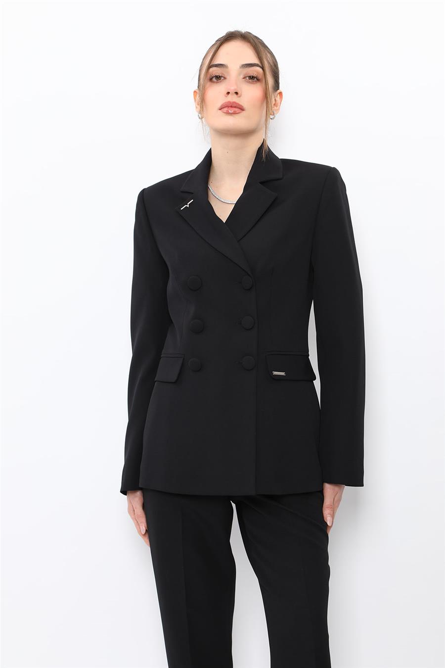 Erkek Yaka Blazer Ceket-Siyah Önder Özsoy 1081100 Ara Boy Ceket