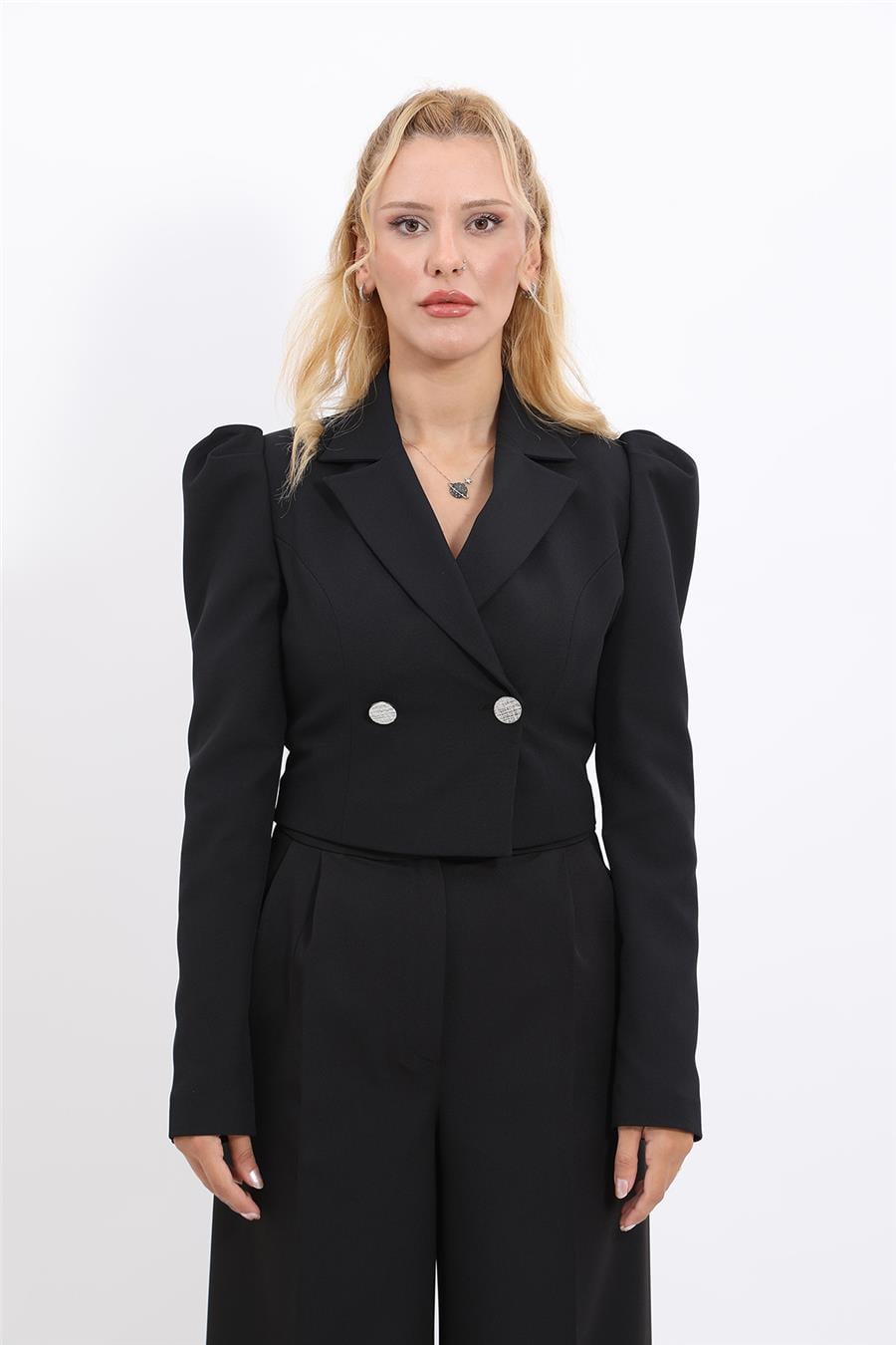 Erkek Yaka Drape Kollu Kısa Ceket-Siyah Önder Özsoy 1057100 Drape Ceket
