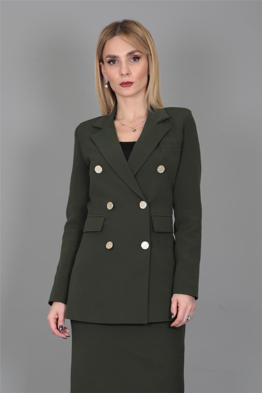 Erkek Yaka Kuruvaze Blazer Ceket-Haki Önder Özsoy 1034100 Blazer Ceket