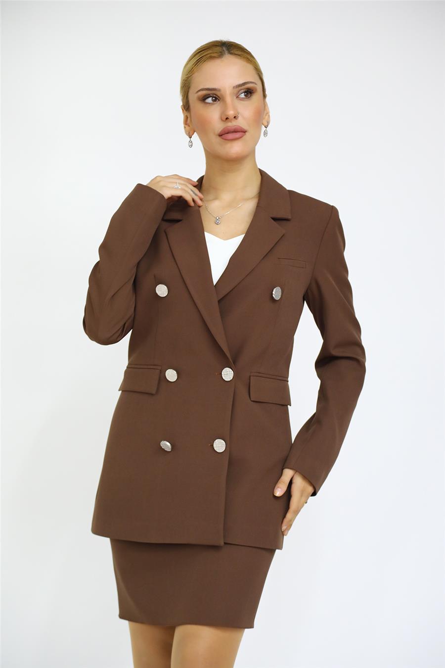 Erkek Yaka Kuruvaze Blazer Ceket-Kestane Önder Özsoy 1034100 Blazer Ceket