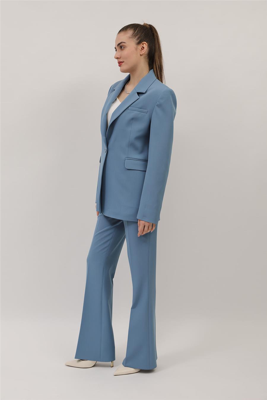 Erkek Yaka Oversize Ceket & Kemerli İspanyol Paça Pantolon-Deniz Önder Özsoy 1097506 Pantolon Ceket Takım