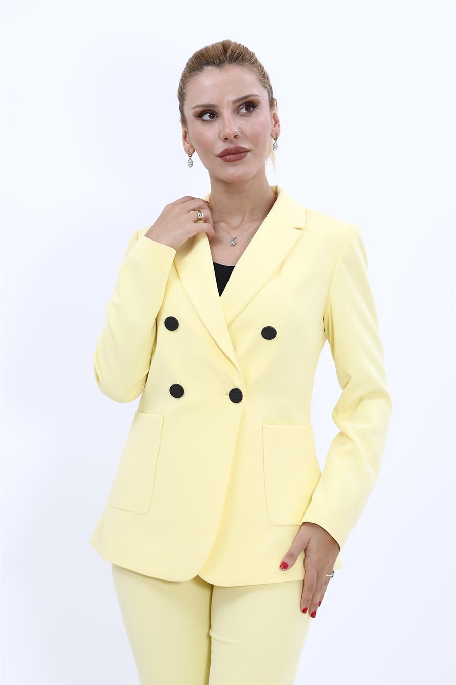 Erkek Yaka Torba Cepli Klasik Ceket-Sarı Önder Özsoy 1062100 Cep Torbalı Ceket