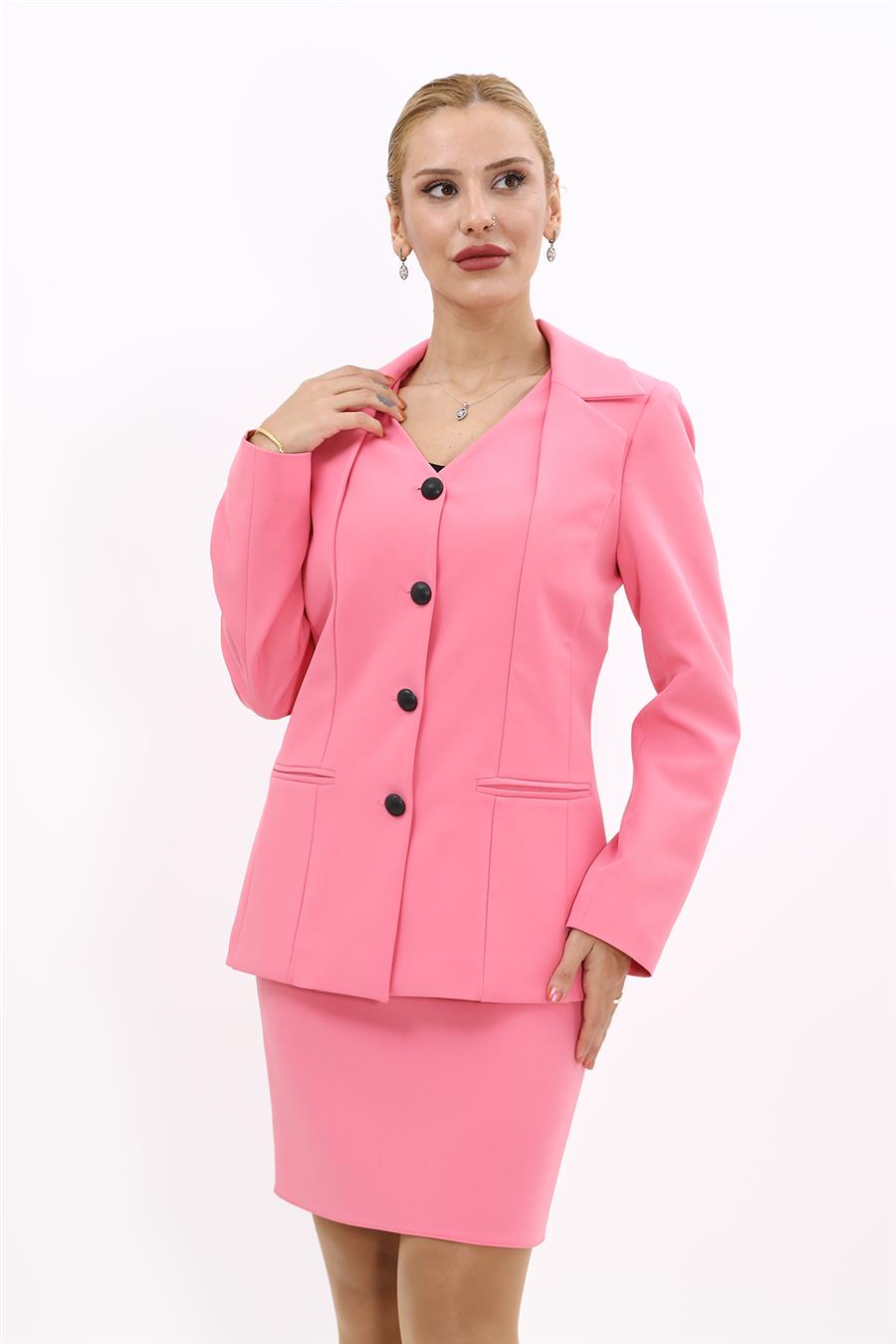 Erkek Yaka Yelek Ceket-Pembe Önder Özsoy 1076100 Kare Yaka Ceket