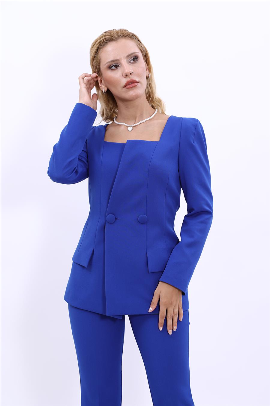 Kare Yaka Ceket-Saks Önder Özsoy 1075100 Yelek Yaka Ceket