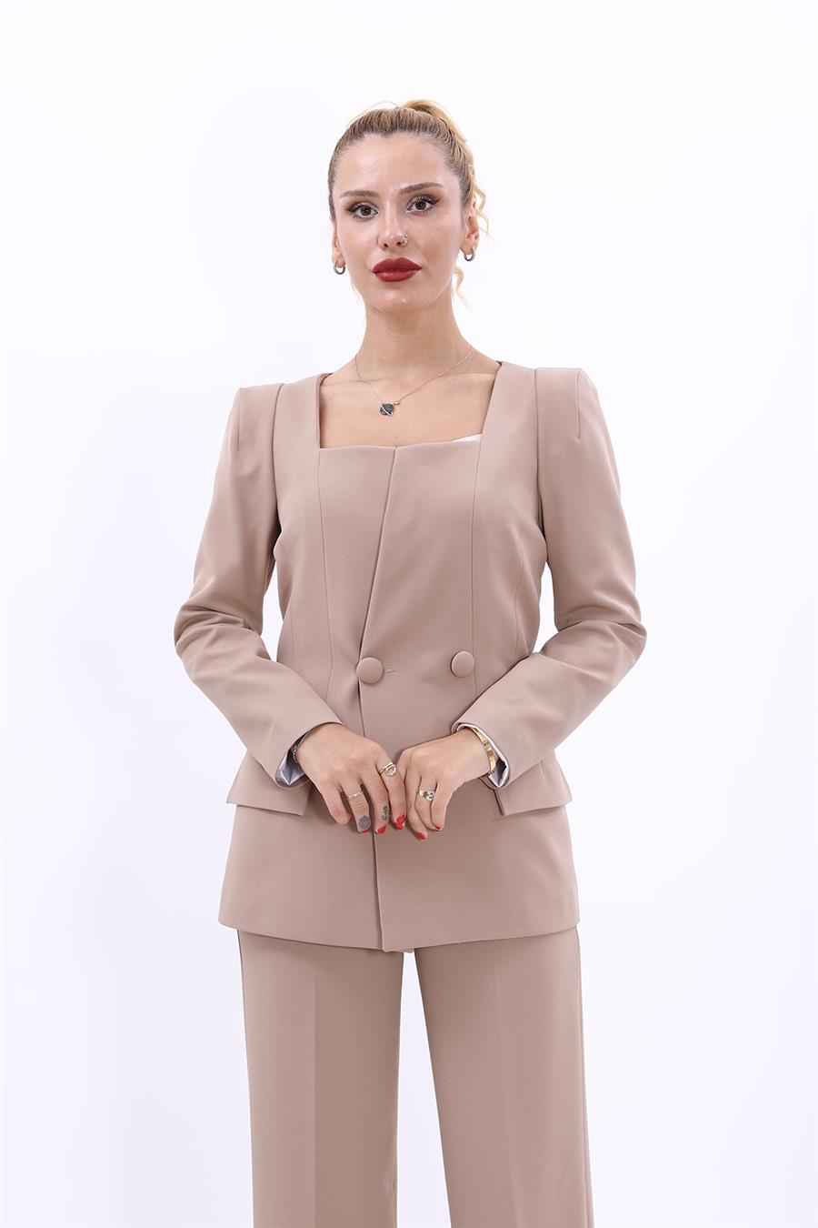 Kare Yaka Ceket-Taş Önder Özsoy 1075100 Yelek Yaka Ceket