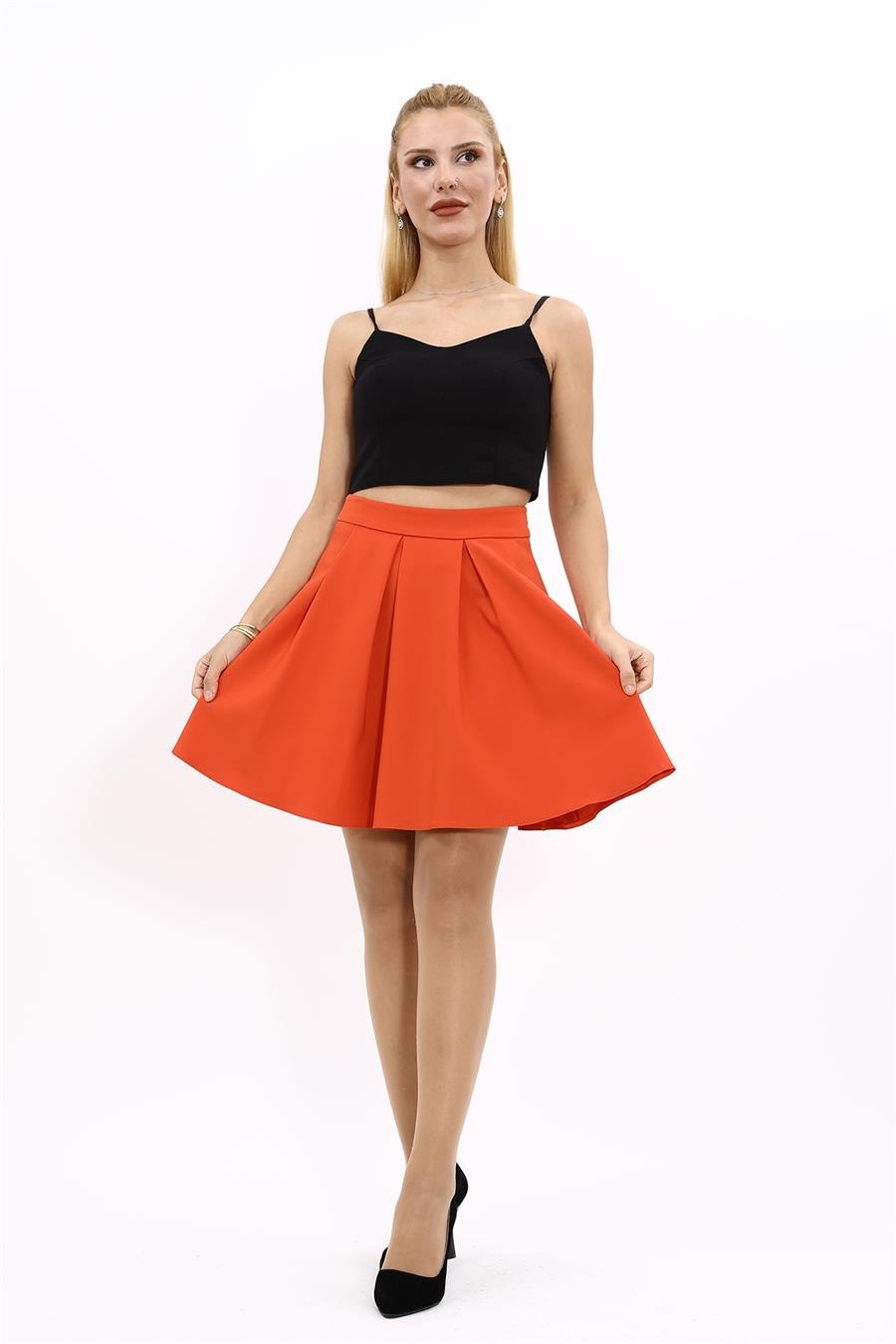 Kısa Kloş Etek-Turuncu Önder Özsoy 5517100 Kloş Kısa Etek