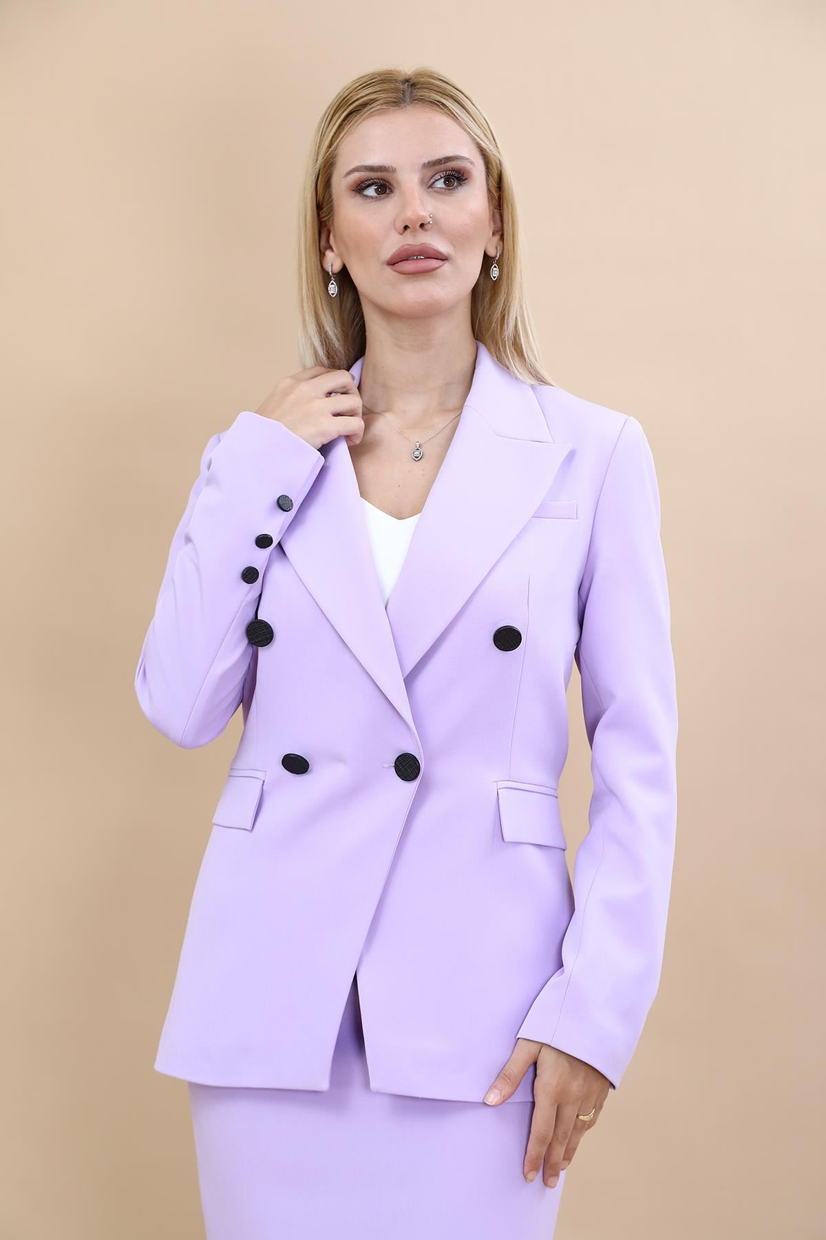 Kruvaze Çapraz Ceket-Menekşe Önder Özsoy 1047100 Kruvaze Çapraz Ceket