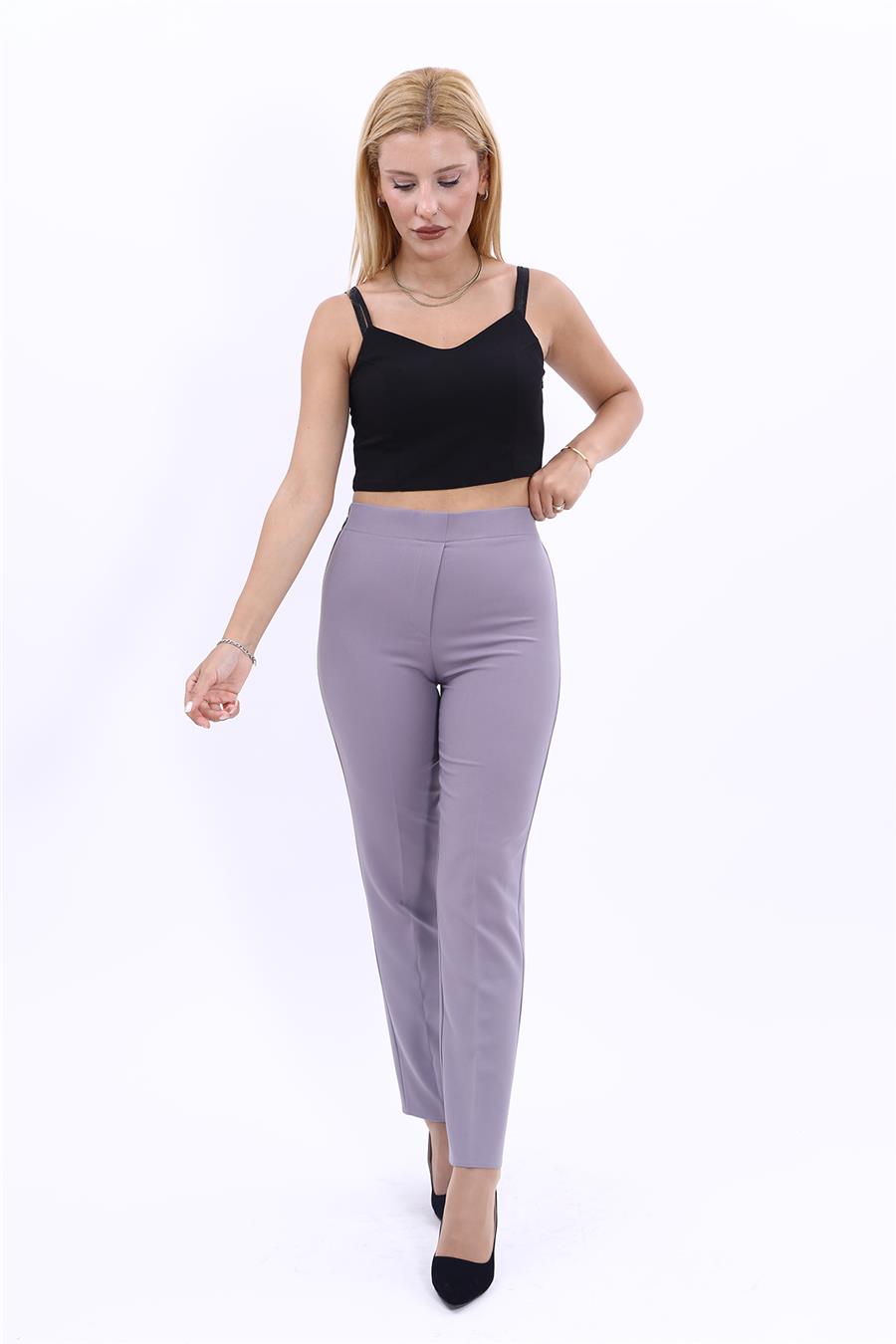 Lastikli Dar Paça Pantolon-Antrasit Önder Özsoy 5014100 Beli Lastikli Fermuarlı Boru Paça Pantolon