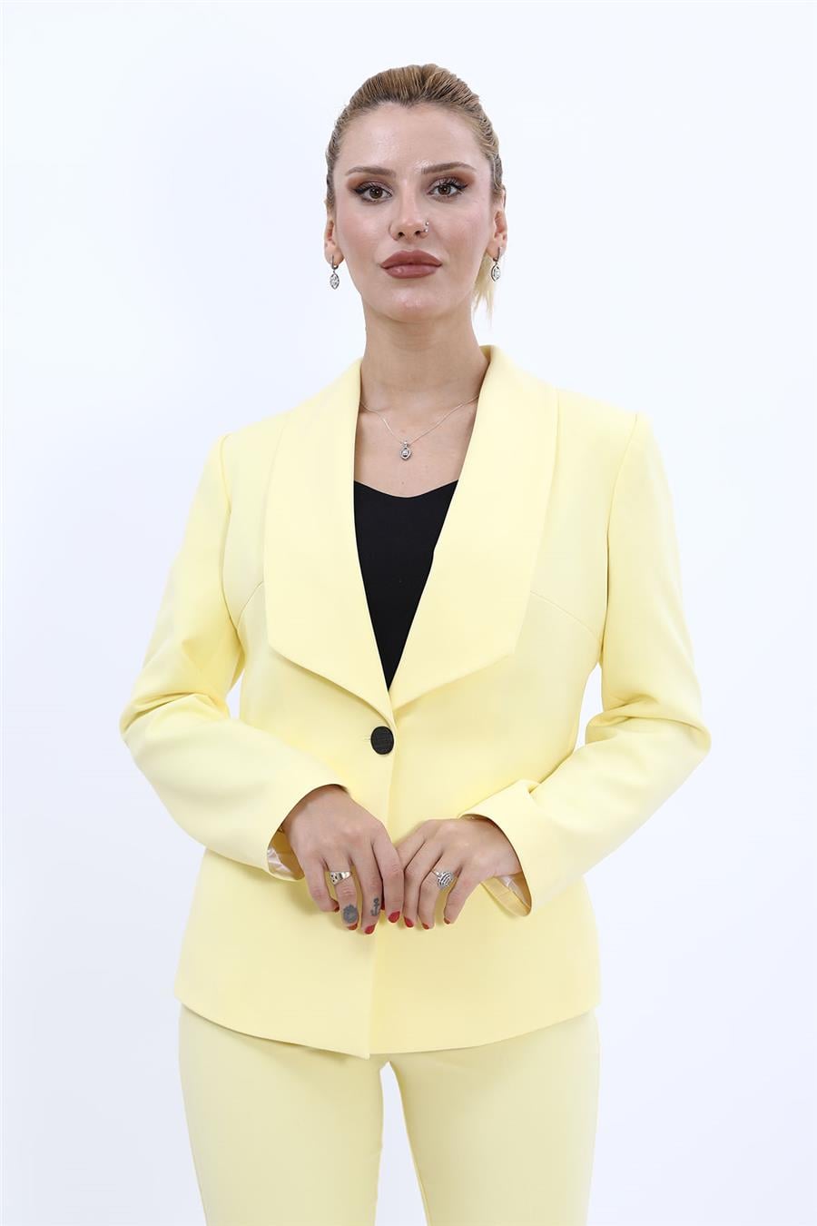Midi Ceket-Sarı Önder Özsoy 2129100 Ara Boy Ceket