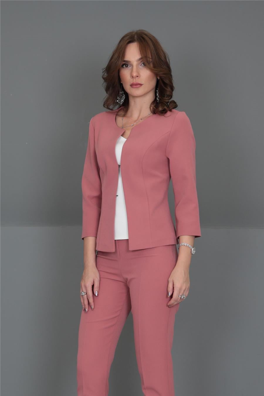 Oval Yaka Kısa Ceket-Gül Kurusu Önder Özsoy 2115100 Kısa Ceket