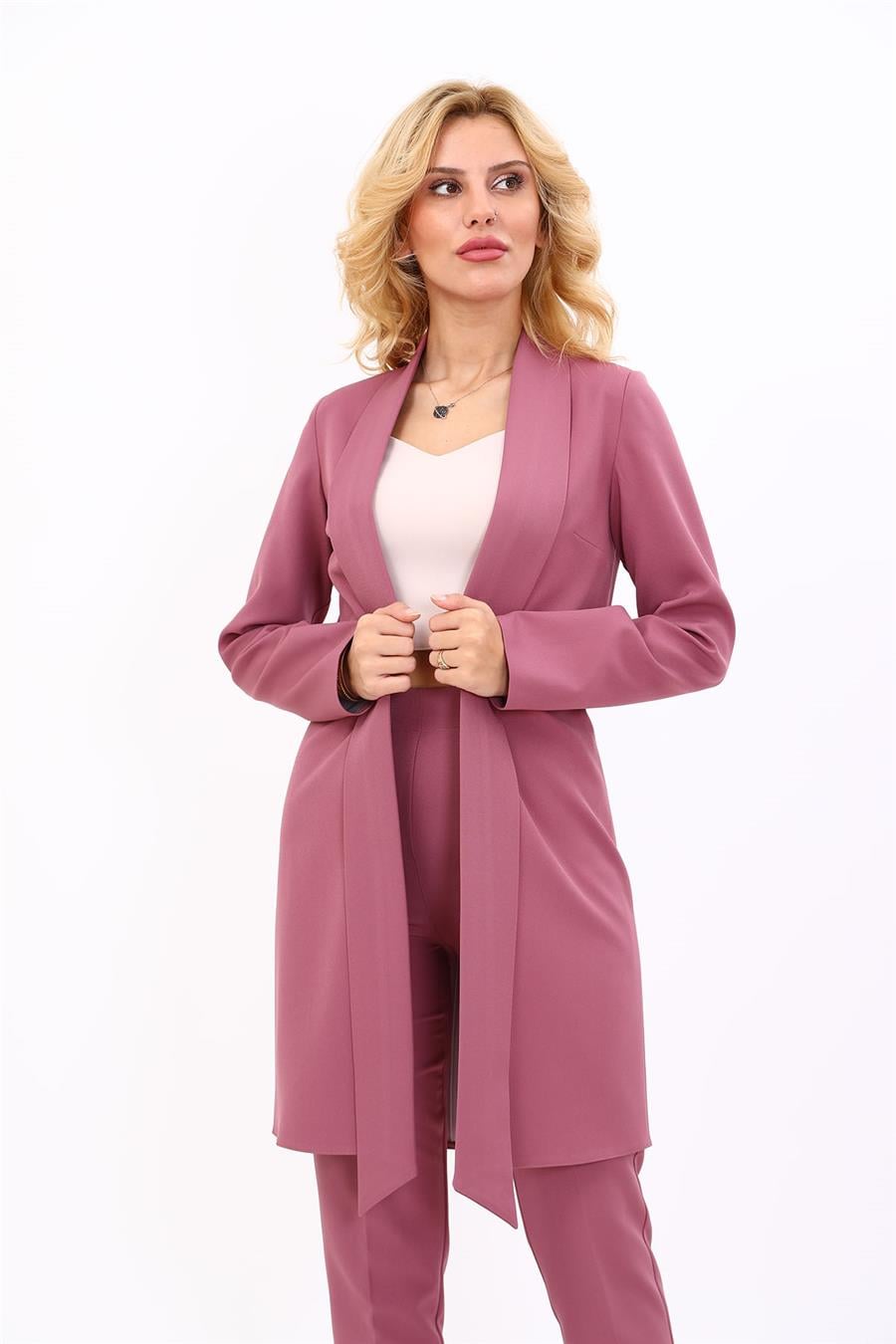 Şal Yaka Uzun Ceket-Rose Önder Özsoy 1001100 Uzun Ceket