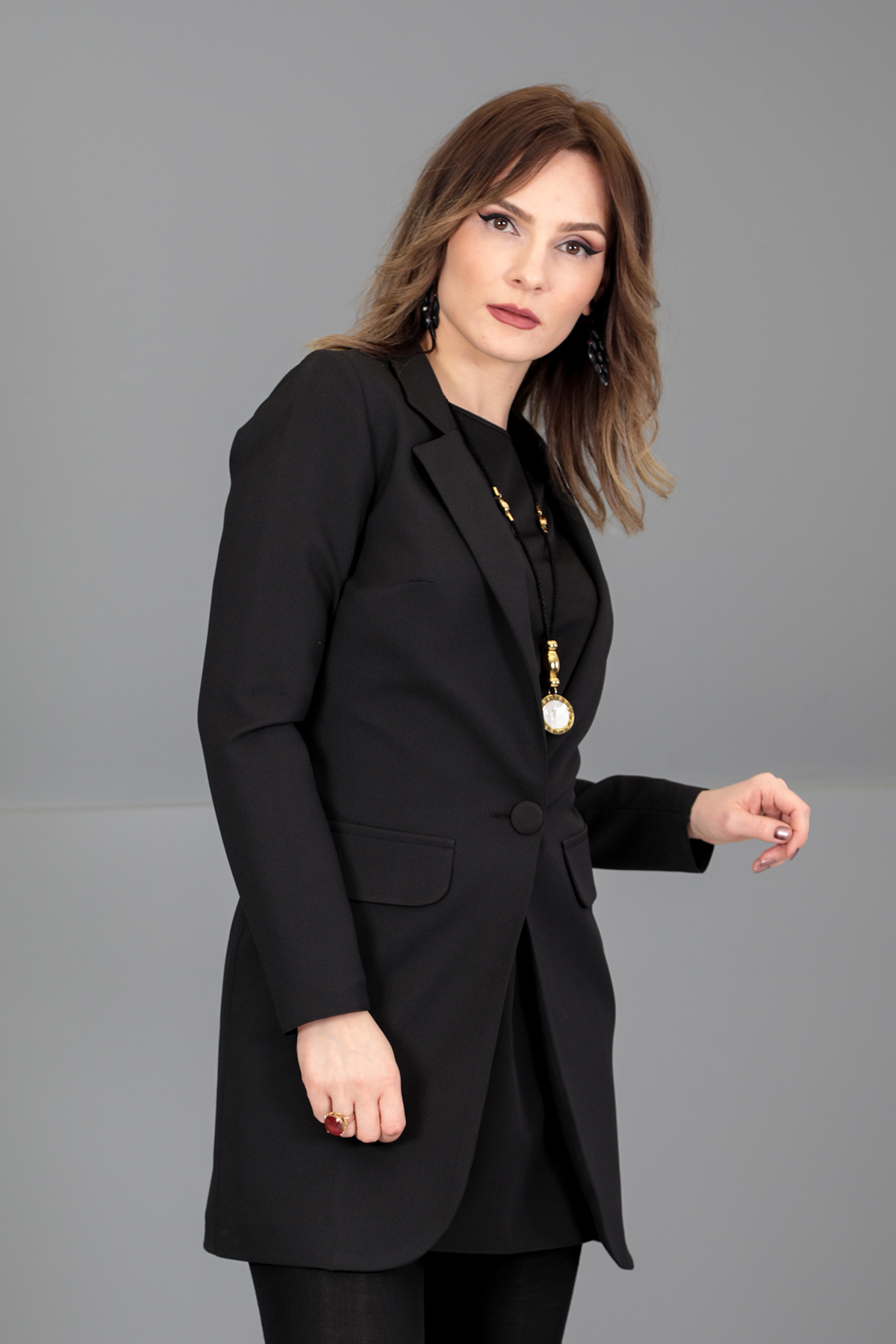 Tek Düğmeli Blazer Ceket-Siyah - Önder Özsoy | Ofis Giyim | Yeni Sezon