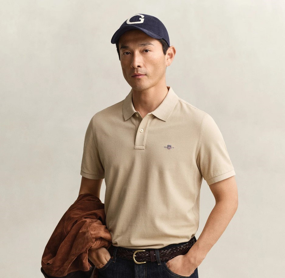 GANT Erkek Bej Regular Fit Logolu Polo Yaka T-Shirt