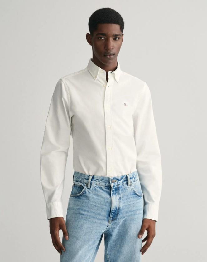 GANT Erkek Beyaz Slim Fit Düğmeli Yaka Gömlek