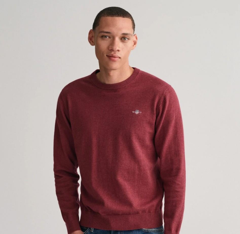 GANT Erkek Bordo Regular Fit Bisiklet Yaka Kazak