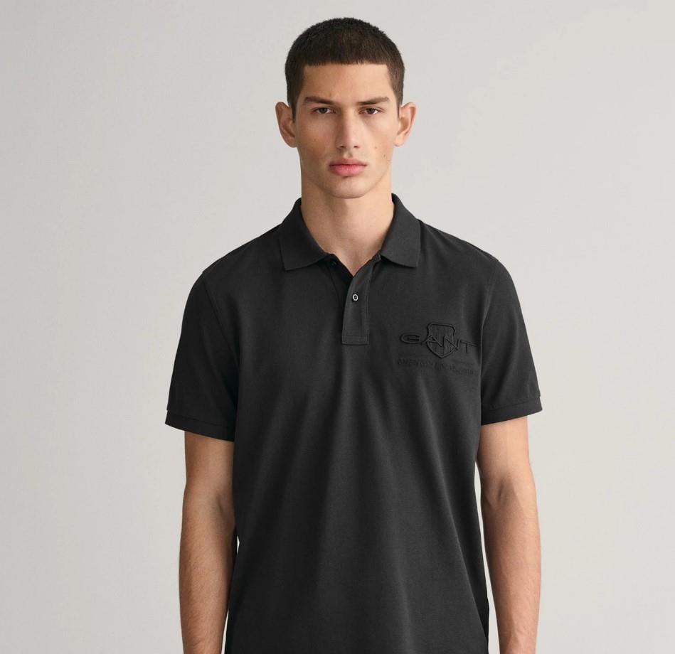 GANT Erkek Siyah Regular Fit Logolu Polo