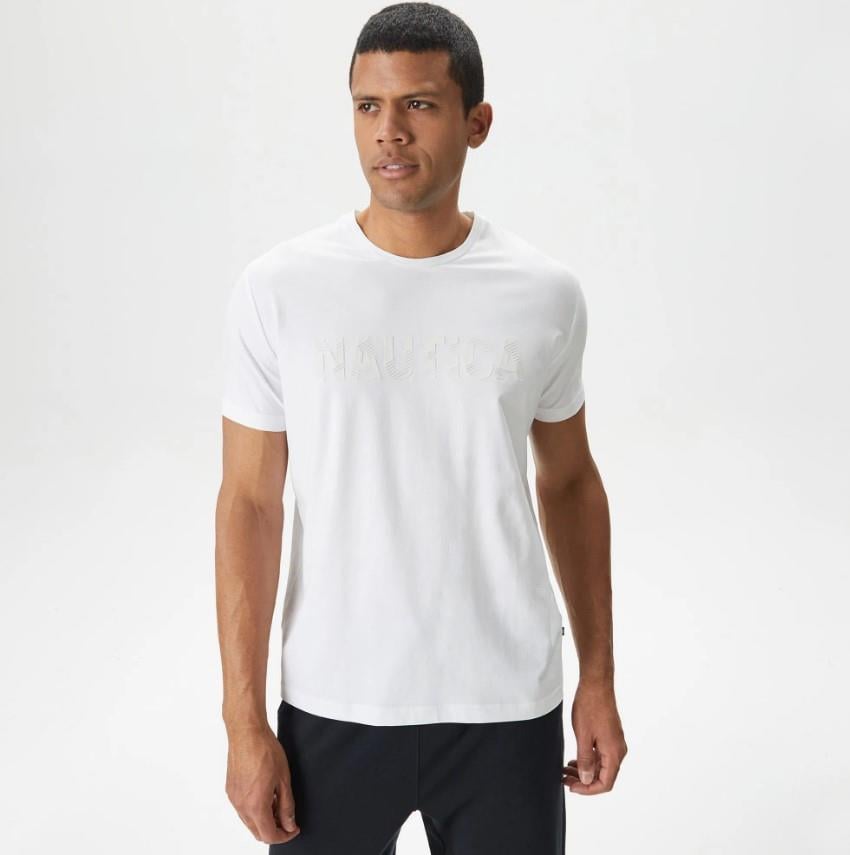 Nautica Erkek Beyaz Standart Fit T-Shirt