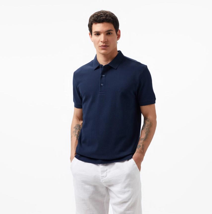 Nautica Erkek Lacivert Slim Fit Kısa Kollu Polo