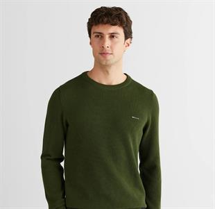 GANT Erkek Haki Regular Fit Bisiklet Yaka Triko