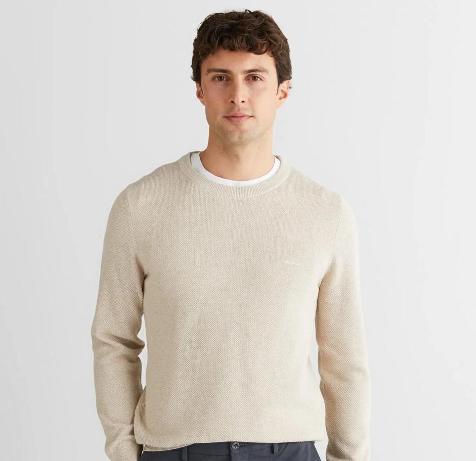 GANT Erkek Bej Regular Fit Bisiklet Yaka Triko