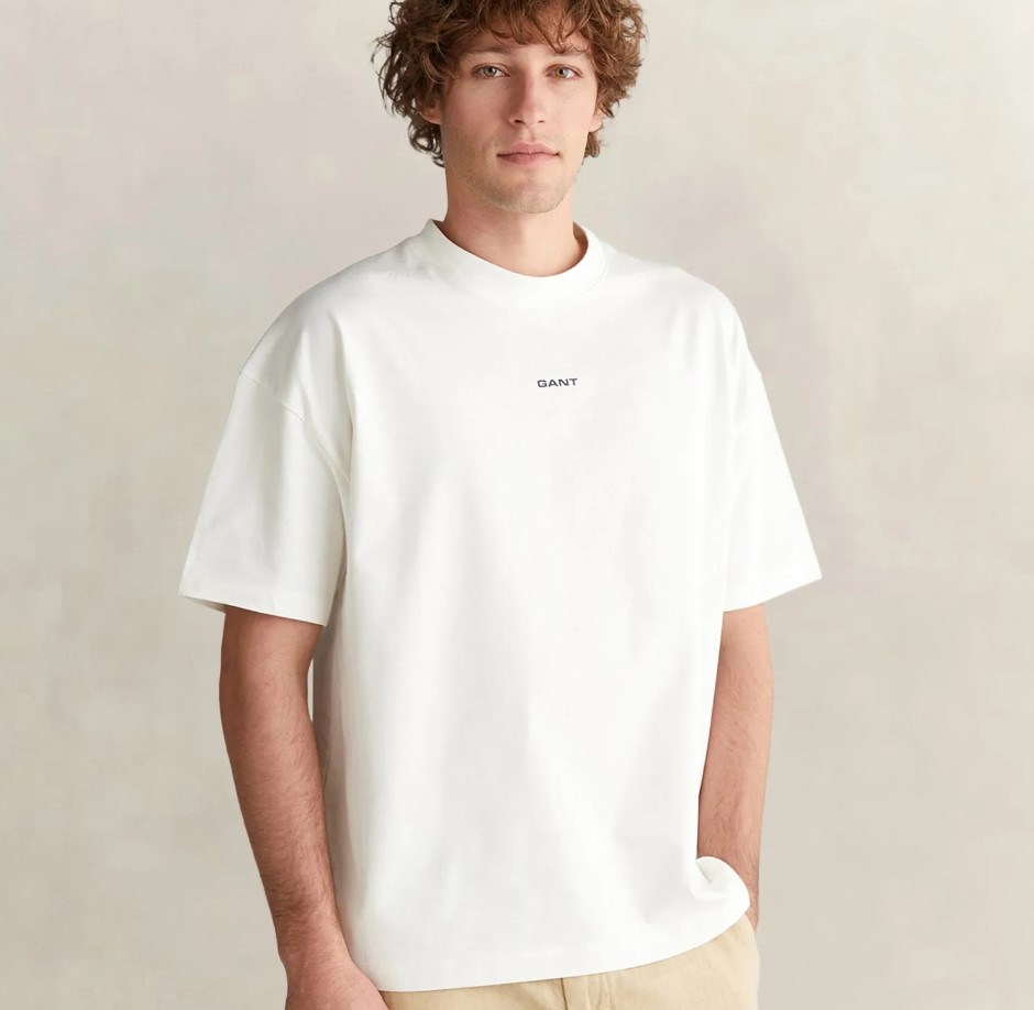 GANT Erkek Beyaz Kısa Kollu T-Shirt