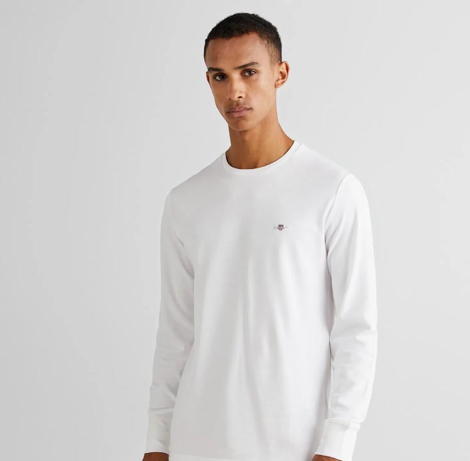 GANT Erkek Beyaz Slim Fit Bisiklet Yaka T-Shirt