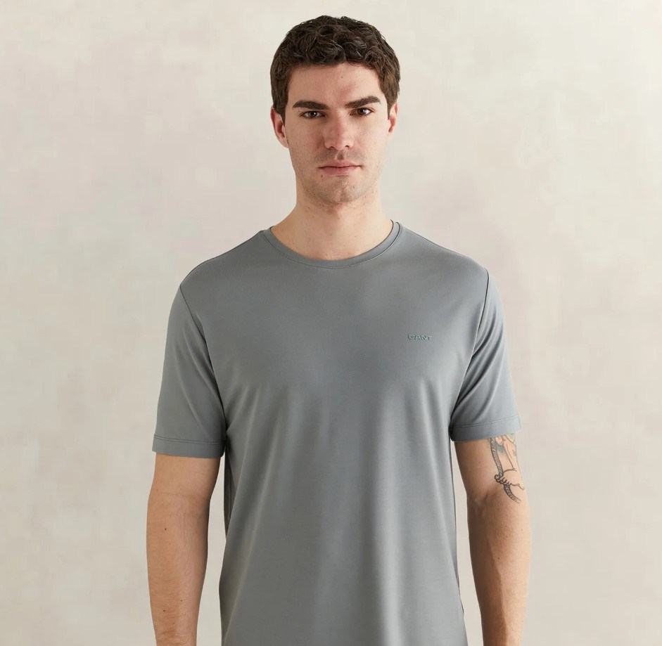 GANT Erkek Gri Kısa Kollu T-Shirt