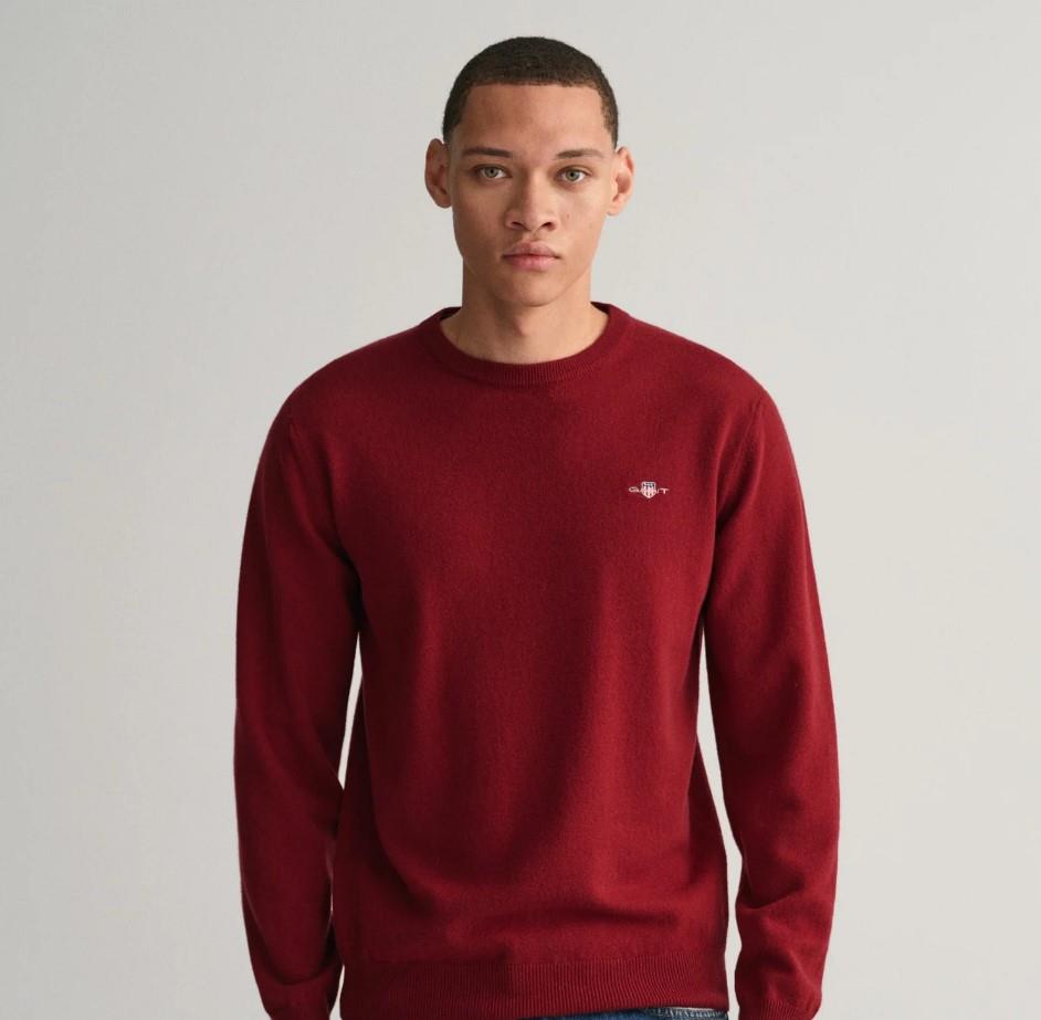 GANT Erkek Kırmızı Regular Fit Bisiklet Yaka Kazak