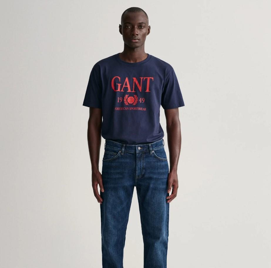 GANT Erkek Lacivert Regular Fit Jean Pantolon