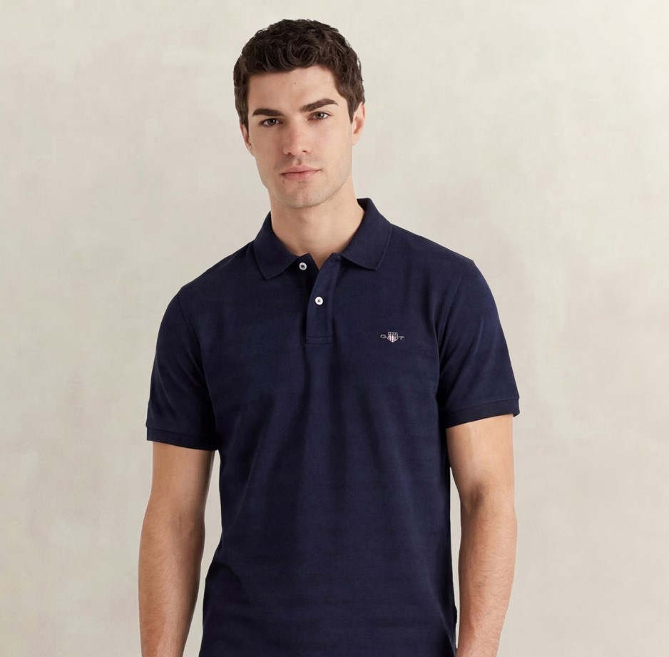 GANT Erkek Lacivert Regular Fit Polo Yaka T-Shirt