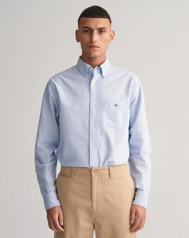 GANT Erkek Mavi Regular Fit Düğmeli Yaka Oxford Gömlek