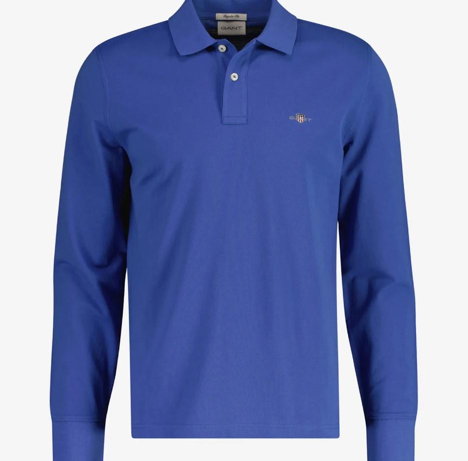 GANT Erkek Mavi Regular Fit Uzun Kollu Polo
