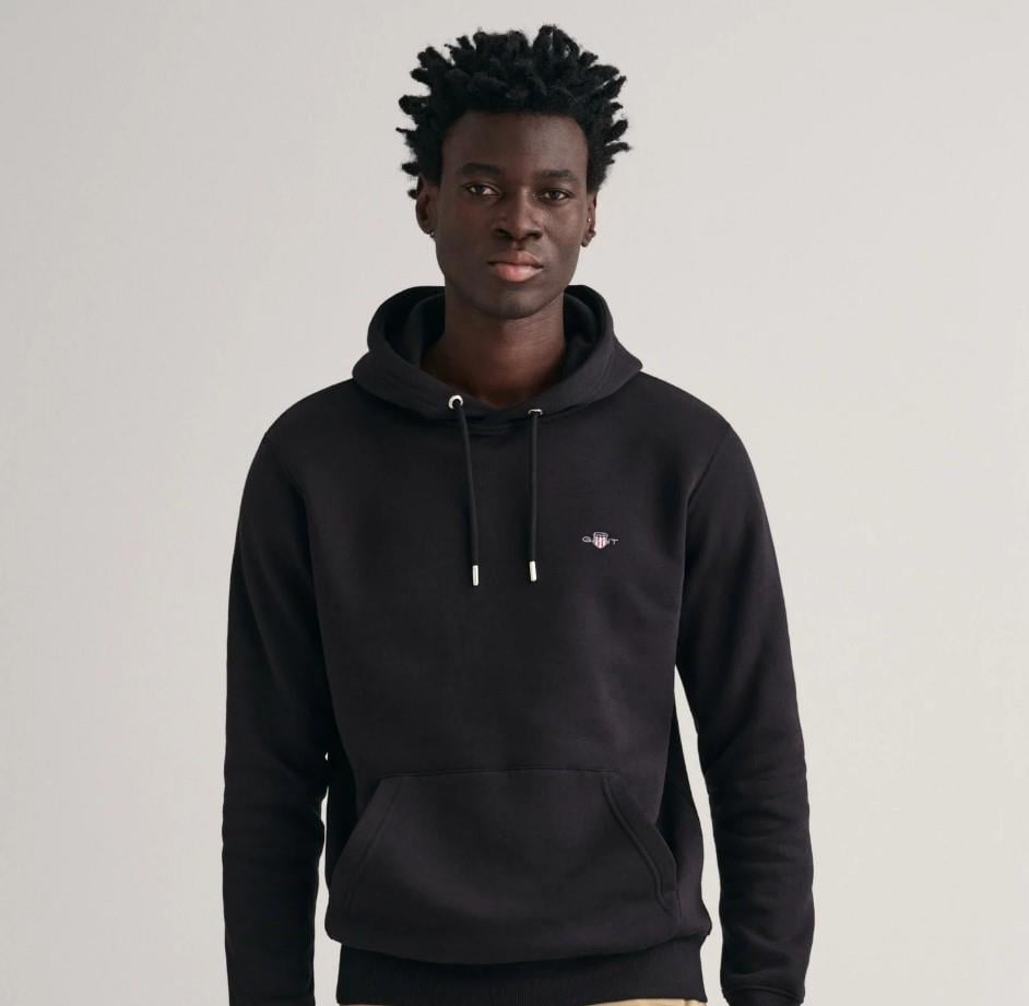 GANT Erkek Siyah Regular Fit Kapüşonlu Sweatshirt