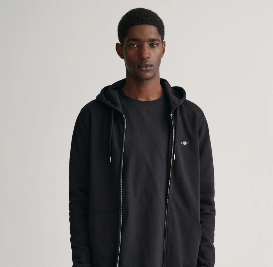 GANT Erkek Siyah Regular Fit Kapüşonlu Sweatshirt