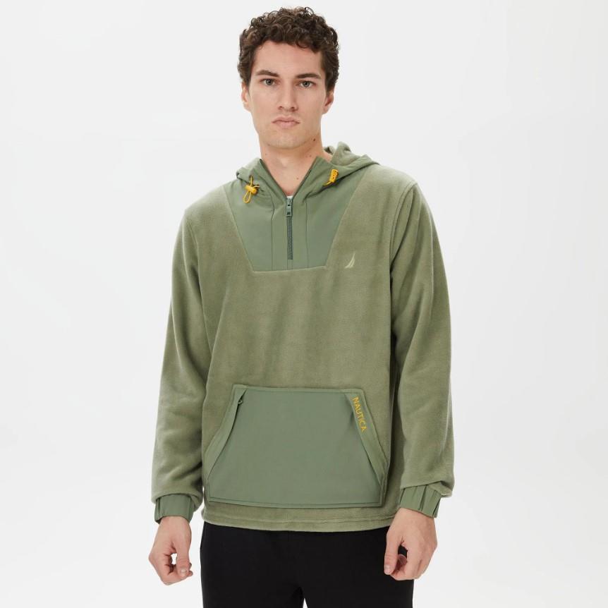 Nautica Erkek Yeşil Standart Fit Kapüşonlu Sweatshirt