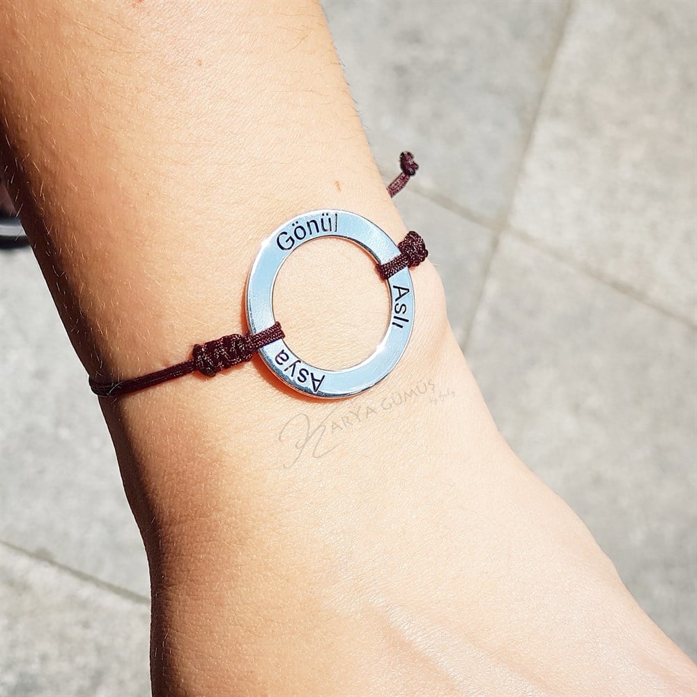 Çember İsim Gümüş Bileklik