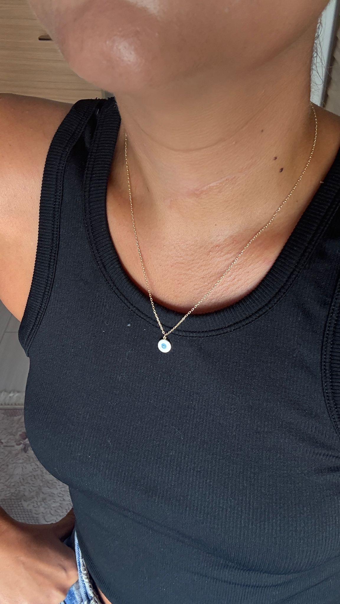 Minimal Nazar Boncuklu Gümüş Kolye