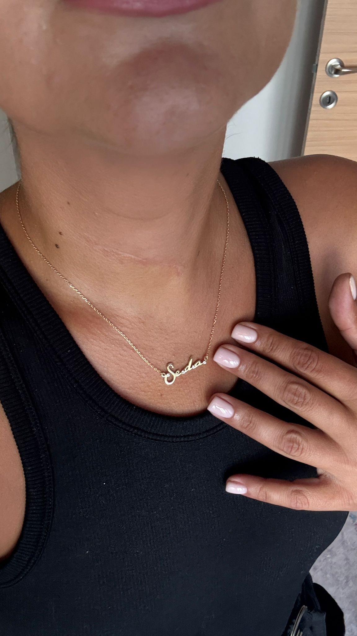 Zirkon Taş Detay İsim Gümüş Kolye