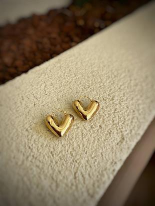 Bombeli Kalp Çelik Küpe