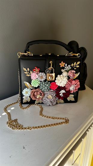 ByFuly Summer Flowers Black Çanta
